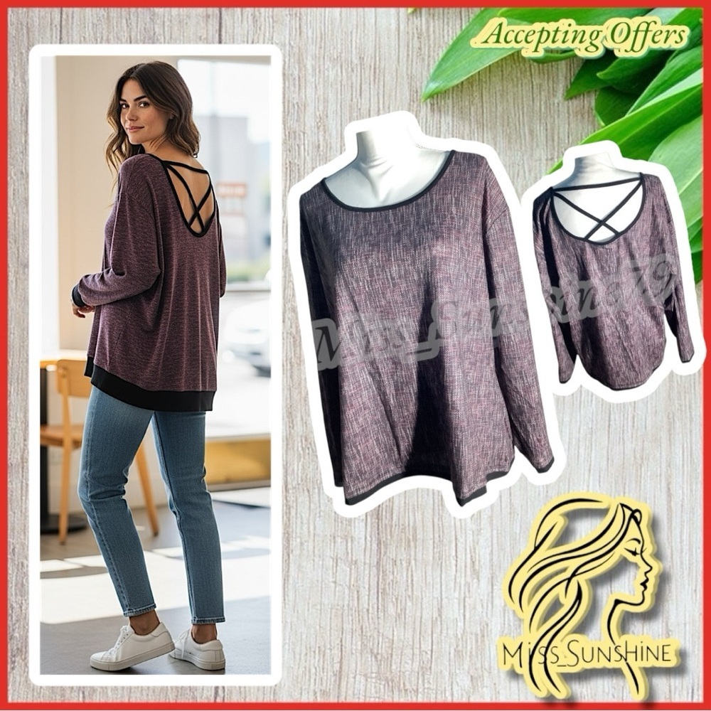 BALI NEW - Sz XL - athletic comfy shirt criss cross back